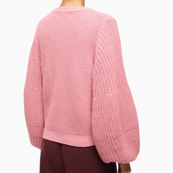 Staud Aura Ribbed Wool-Blend Sweater in Damask Pink - Picture 2 of 5